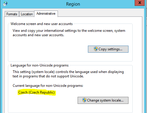 Region - Administrative - Language for non-Unicode programs - Czech.PNG