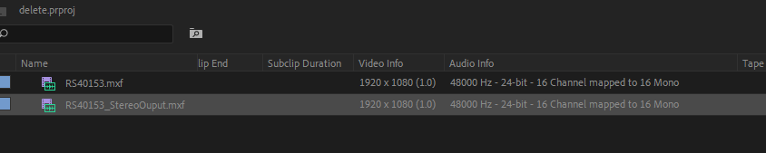 How file looks in Premiere after the workflow - marked with _StereoOutput.