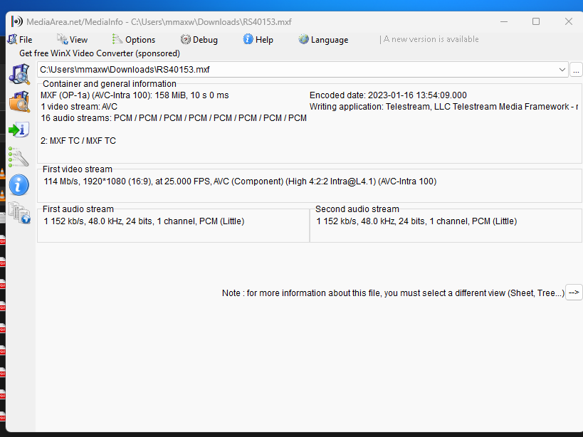 Meda Info of source file.